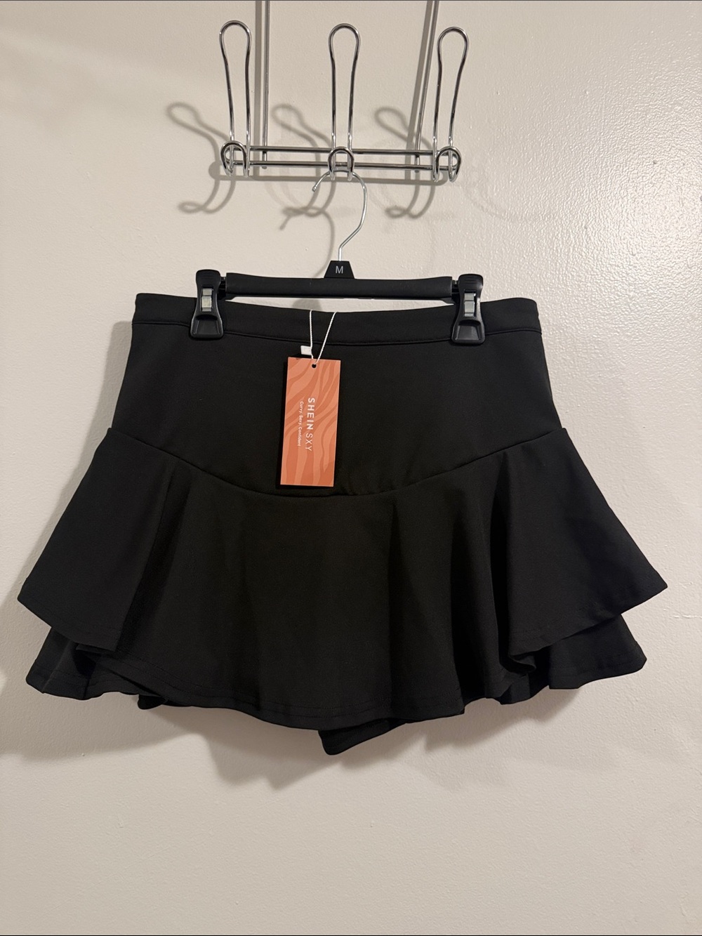 SHEIN Black Ruffle Skort - Flared Mini Circle Skirt